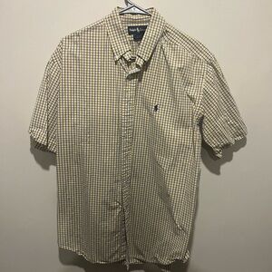 Ralph Lauren Yellow and Navy Grid Short-Sleeve Button-Down Shirt